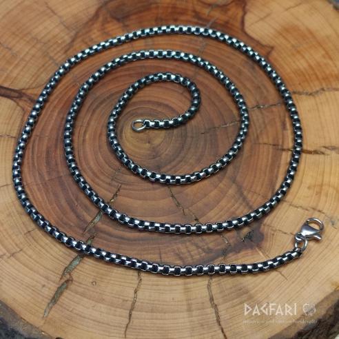 UNISEX - Kulatý černěný řetízek z nerezové oceli, 2 mm 50 - 60 cm