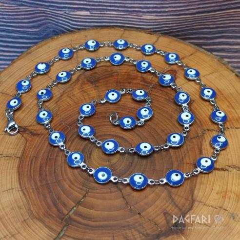 NAZAR, oko štěstí proti uhranutí - nerezový náhrdelník s barevným smaltem