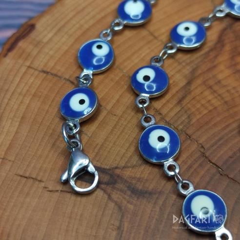 NAZAR, oko štěstí proti uhranutí - nerezový náhrdelník s barevným smaltem