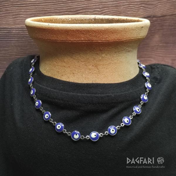 NAZAR, oko štěstí proti uhranutí - nerezový náhrdelník s barevným smaltem