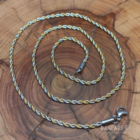 TWIST - Gedrehte Edelstahlkette, mix silber-goldfarben, 2 mm
