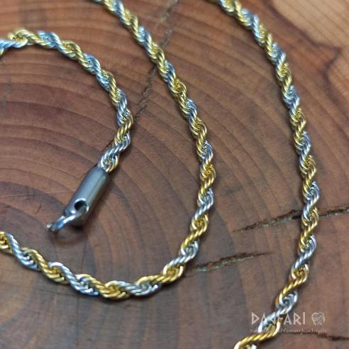 TWIST - Gedrehte Edelstahlkette, mix silber-goldfarben, 2 mm 50 cm
