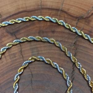 TWIST - Kroucený řetízek z nerezové oceli,  mix zlatá stříbrná barva, 2 mm