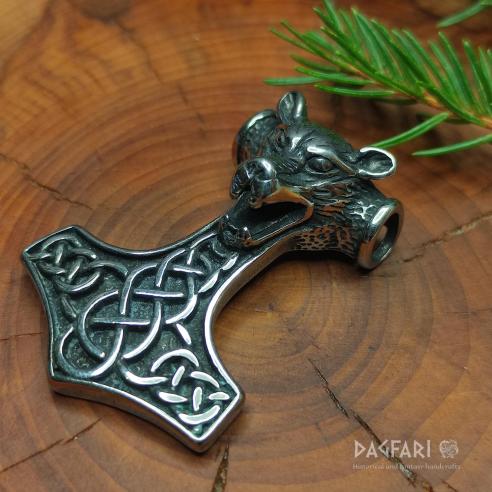 ELIS - Thors Hammer mit Wolfskopf, Edelstahl