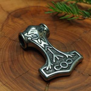 ALGIZ - Thor's hammer with rune, Stainless steel