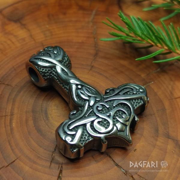 TRISKEL - Thor's hammer with braids, stainless steel