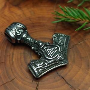 VALKNUT - Thor's hammer mit runes, stainless steel