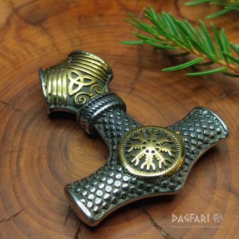 RAGNAR - Thorovo kladivo s ochrannými symboly, nerezová ocel