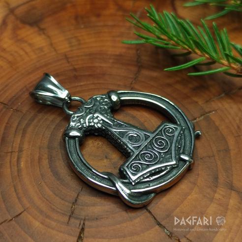 SILVIA - Thor's hammer, round with goat head, stainless steel