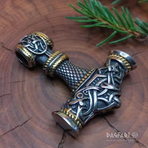 SINDRI - Beautifully decorated stainless steel Thor's hammer
