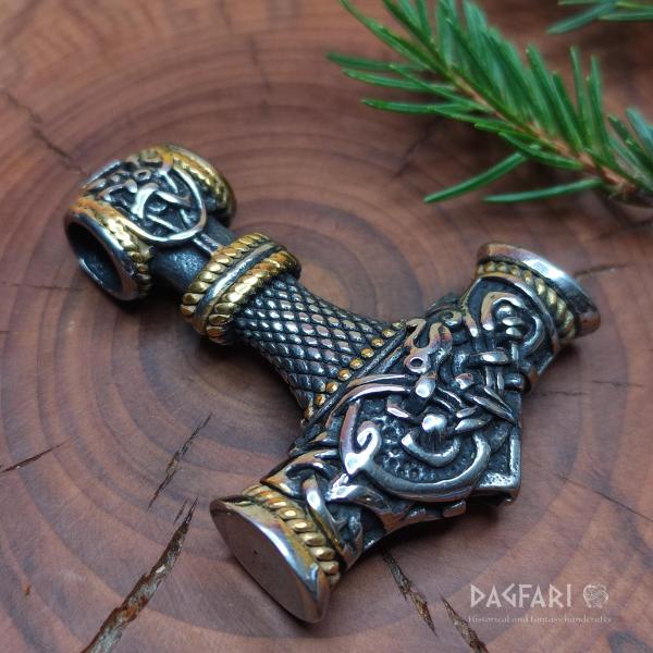SINDRI - Beautifully decorated stainless steel Thor's hammer