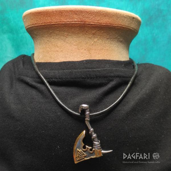 Schutzsymbol WALKNUT - Donnerbeil - Stahl mit Gold Patina