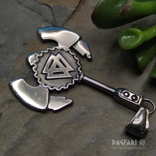 BERSERKER - Reversible axe with Viking symbols, stainless steel