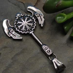 BERSERKER - Reversible axe with Viking symbols, stainless steel