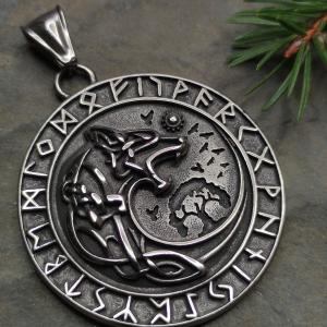 VIking pendant - Wolf FENRIR swallows the Sun at the end of the world