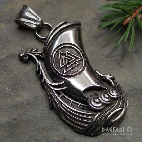 VIKING DRAKKAR - Viking ship, sails with Odin's symbol Valknut