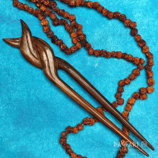 LESHANNA Hair pin, handcarving  dark wood
