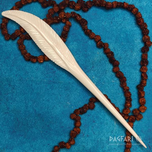 SAELIND feather-shaped hairpin, hand-carved bone