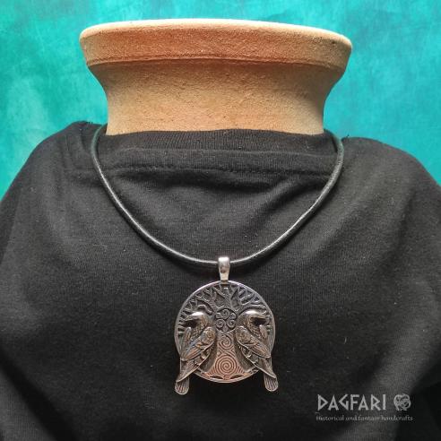 Amulett HUGINN und MUNINN - Odins Raben auf dem Baum