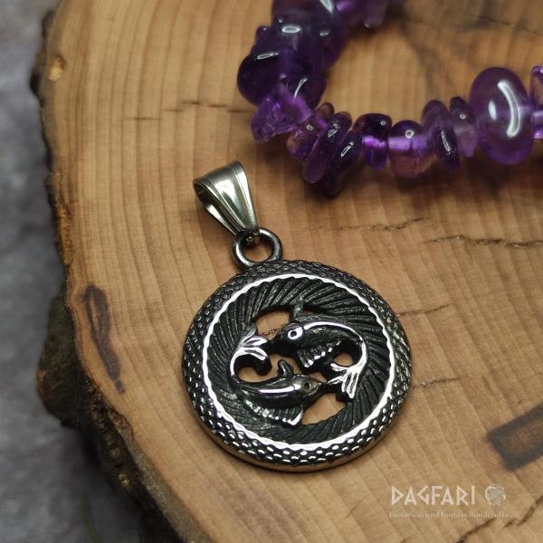 PISCES - FISHES - Unisex pendant with animal  ZODIAC sign