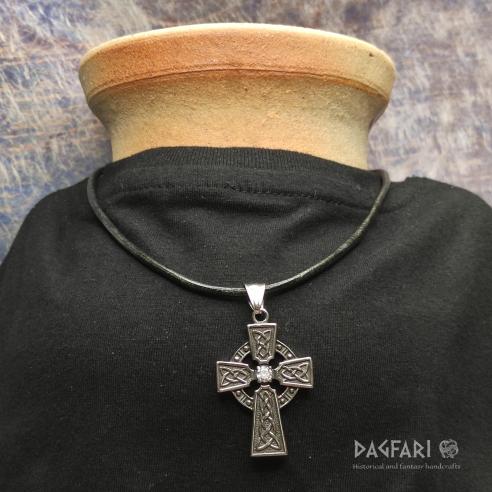 CELTIC Celtic cross with transparent zircon, black