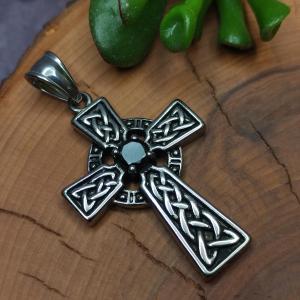 CELTIC Sluneční keltský kříž s černým zirkonem