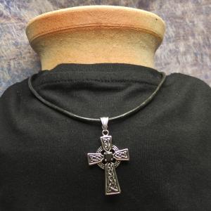 CELTIC Pagan sun cross with black zircon 2