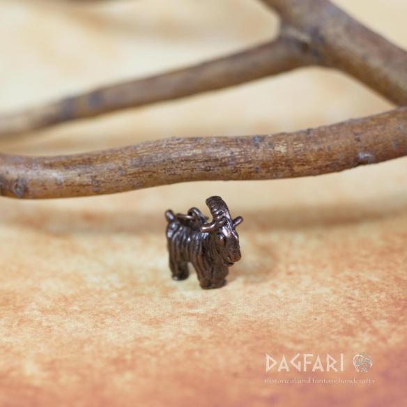 Goat Amulet - Tin Goat Pendant with a Bronze Patina