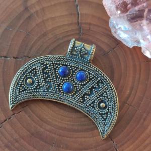 Šperk Velkomoravská Luneta, Lunice s Lapis lazuli - bronz 2