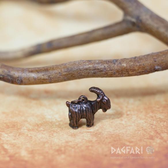 Goat Amulet - Tin Goat Pendant with a Bronze Patina