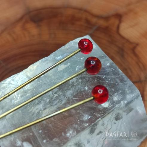 ALMANDIN Handmade red pin with glass head