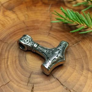 WENDY - Thor's hammer with dragon motifs, stainless steel