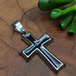 Moderní křesťanský kříž s černým smaltem, chirurgická ocel