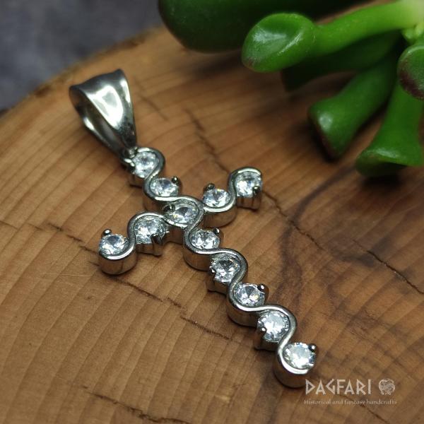 Beautiful modern design cross with clear cubic zirconia