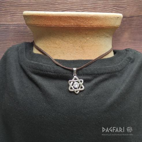 Talisman STAR, six-pointed jewel, cut clear cubic zirconia