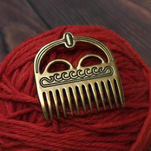 VIKING Beard and hair comb, for hanging, bronze