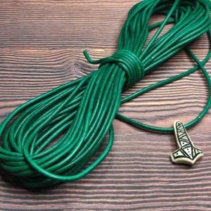 GREEN genuine leather - round, extra strong 3 mm