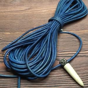 BLUE Leather round, solid - thickness 3mm