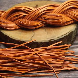 PUMPKIN ORANGE rich dyed leather - solid cord 85 cm