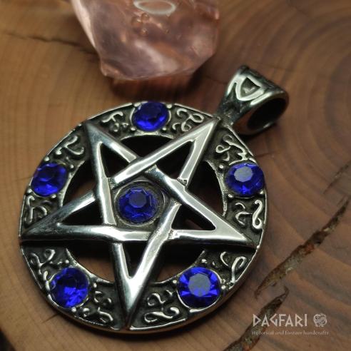 Magischer Schutz PENTAGRAM, blaue Zirkone