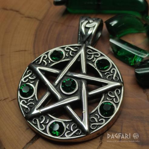 Magic protection PENTAGRAM, green zircons