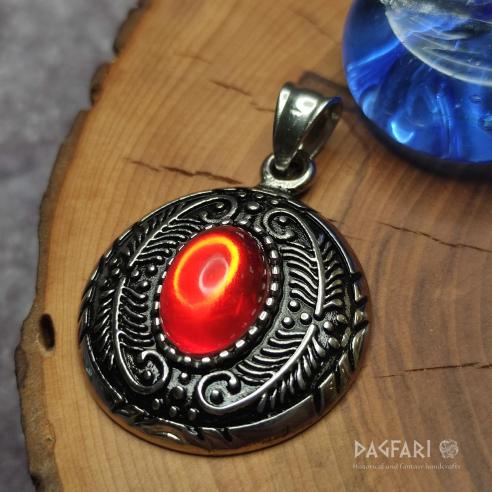 Jugendstil VAMPIR MEDAILON mit rotem Stein