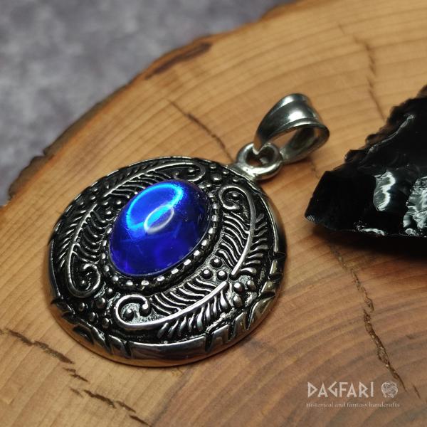 Secesní UPÍŘÍ MEDAILON s modrým kamenem
