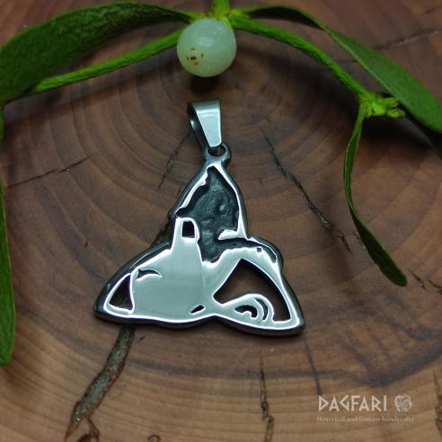 TRIQUETRA MIT KATZE, kleines Amulett mit Zöpfen