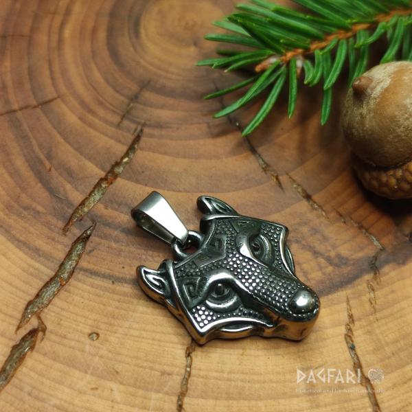 WOLF PACK PROTECTOR - decorated wolf head and Inguz rune