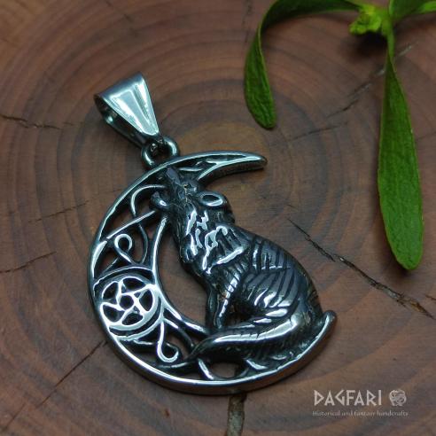 VLČÍ MĚSÍC - středně velký amulet s vlkem a půlměsícem