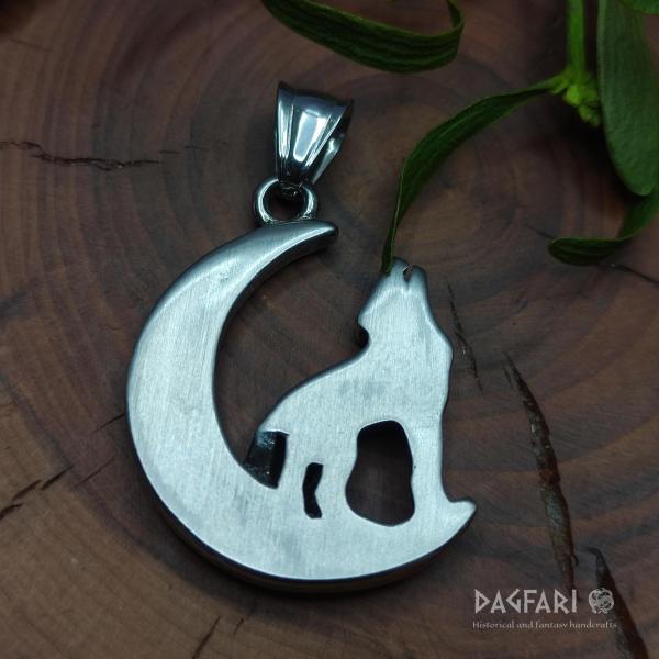 WOLF AND MOON - heulender Wolf mit Spiralen verziert