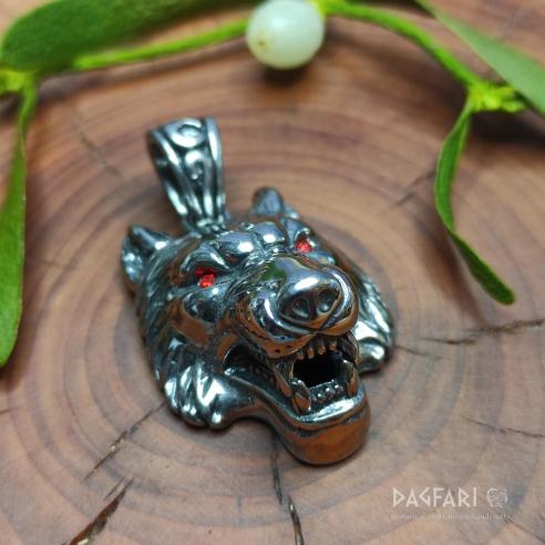 WOLVERINE - steel night beast pendant, red eyes