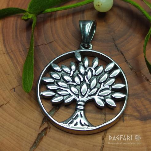 Medallion Tree of Life - in circle with leaves, shiny