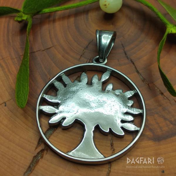 Medaillon LEBENSBAUM - im Kreis mit Blättern, glänzend